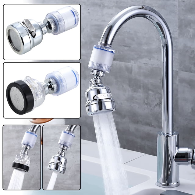SSZMDLB under $5 2Pcs Kitchen Faucet Filter, Pressurized Faucet Filter, Splash Proof Kitchen Tap Nozzle, Water Saving Aerator, with 3 Spray Modes, Built in Water Purifier, 360 Degree Rotation