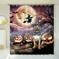 thumbnail image 3 of Spooky Halloween Night Witch Bloodhound Glowing Pumpkins Shower Curtain Dog Lover Waterproof Bathroom Bathtub Curtain - 12015, 3 of 5