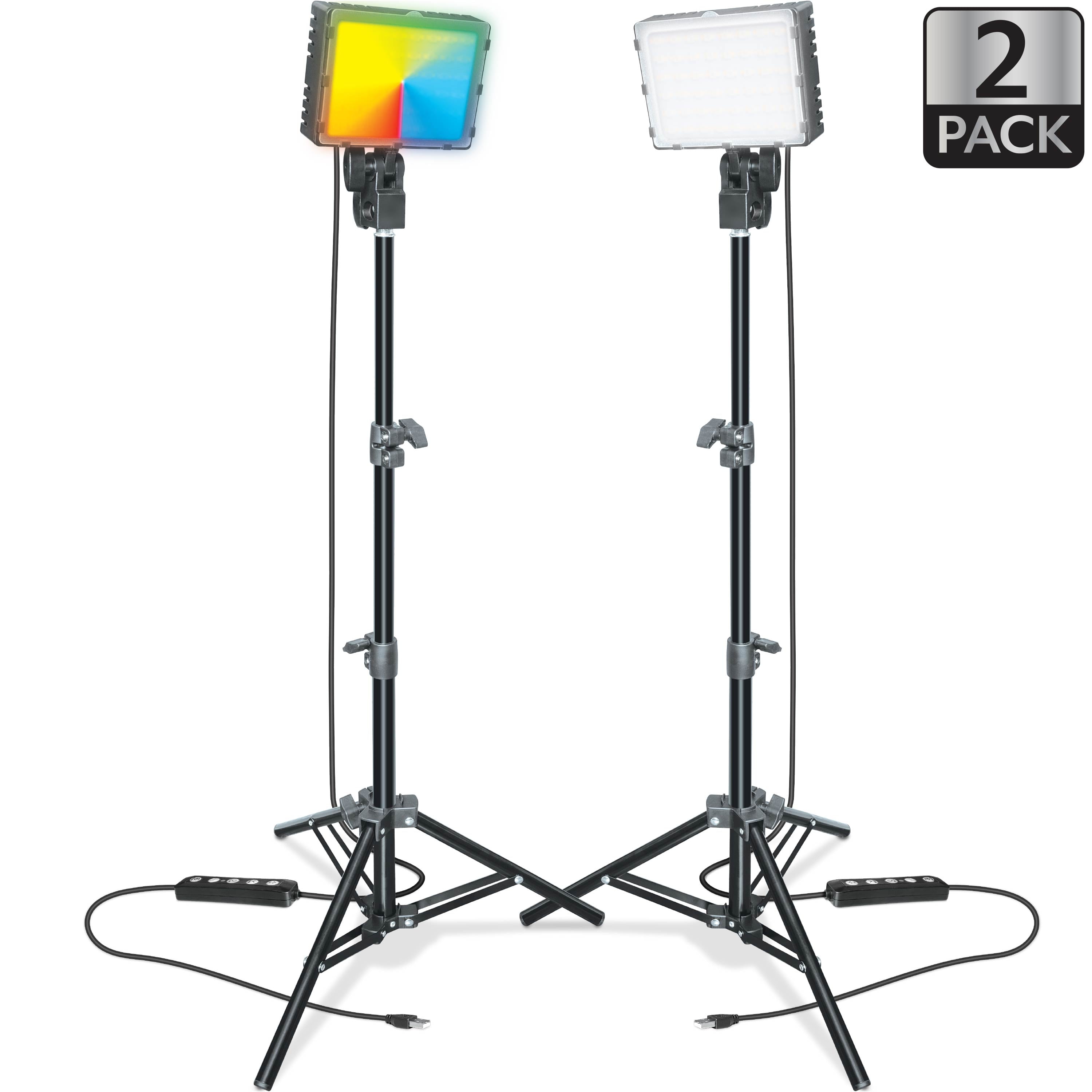 Bower 2-Pack Content Creator LED Light Kit Features RGB, White Light Modes, and Special Effects Modes to Create Brilliant Content