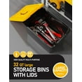 thumbnail image 6 of 32 Quart Stackable Plastic Storage Bins with Yellow Lids, 6 Pack Black Containers with Latching Buckles and Handle, Durable Nestable Boxes Organizing for Closet, Garage, Tool Room, 6 of 14