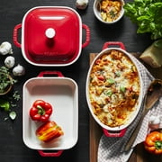 Staub Ceramic 4-pc Baking Pans Set, Casserole Dish with Lid, Brownie Pan, Cherry