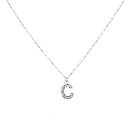 - Lux Accessories Pave Crystal Initial 'C' Necklace Block Letter.