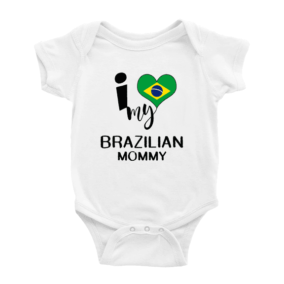 I Heart My Brazilian Mommy Brazil Love Flag Baby Bodysuit (White, 18-24 Months)
