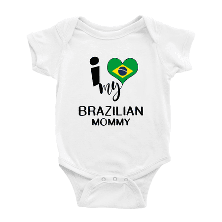 

I Heart My Brazilian Mommy Brazil Love Flag Baby Bodysuit (White 3-6 Months)