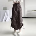 thumbnail image 2 of EDFBUYKRS Female Skirts Fall Skirts for Women 2026 Wool Women's Loose Casual Quick Drying Pleated Drawcord Work Suit Split Skirt, 2 of 8