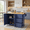 Blue, variant on Homy Casa 52.7" Rolling Kitchen Island with Solid Wood Top, Storage Cabinet, Drawers & Drop Leaf, Black