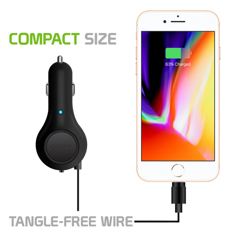 wide rookie fitting Cellet 10 Watt (2.1 Amp) Lightning 8 Pin Retractable Cable Fast Car Charger for  iPhone 13 Pro Max, 13, iPhone 12 Pro Max, iPhone 12 mini, iPhone 11 Pro,  iPhone SE 2020, iPhone XS - Walmart.com