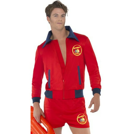 Men's Classic Baywatch Beach Lifeguard Swimsuit Jacket Costume Medium