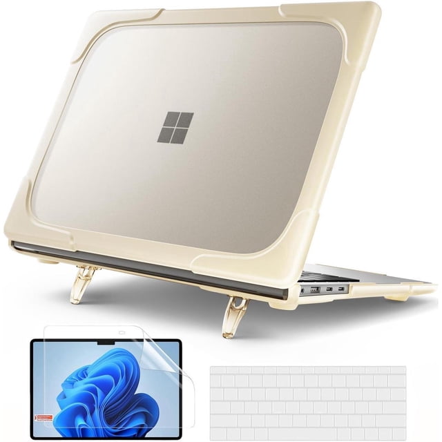 Case for 13.8 Inch Microsoft Surface Laptop 7 2024 Model 2036, Heavy Duty Plastic Hard Shell Laptop Cover with Kickstand, Keyboard Skin, Screen Protector