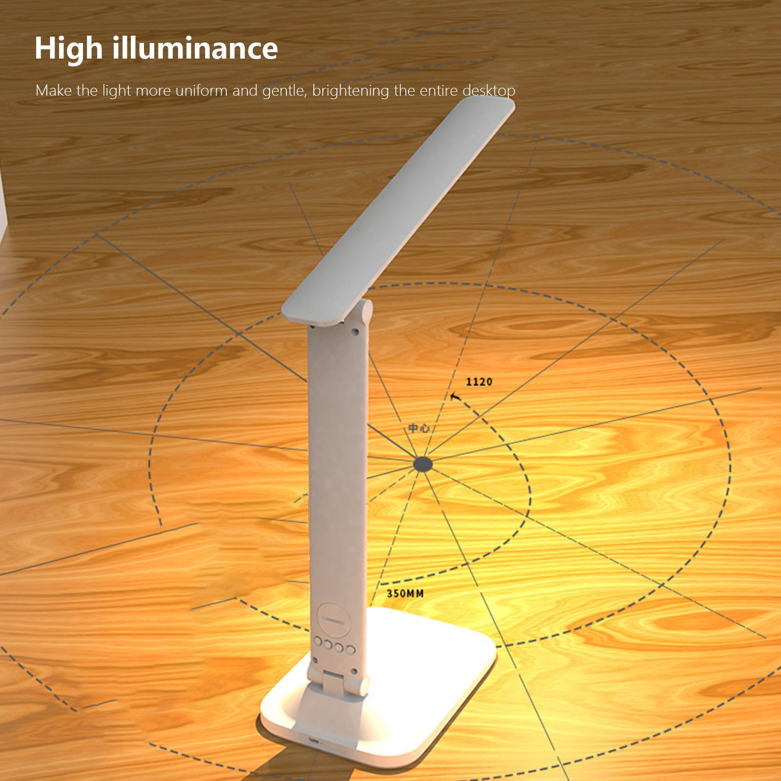 PRINxy New LED Electronic Clock Desk Lamp Foldable Rechargeable Reading Lamp 3 Grades Of Colour Temperature Adjustment Infinitely Dimmable Desk Lamp With Temperatu White