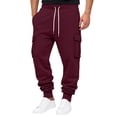 thumbnail image 2 of Mens Fleece Cargo Sweatpants Heavyweight Elastic Waist Pants with Pockets Baggy Drawstring Jogger Pants, 2XL, 2 of 4