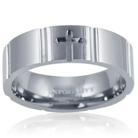 - Mens Comfort Fit 7mm Engraved Cross Titanium Wedding Band (Choose Your Ring Size 8-12 1/2)