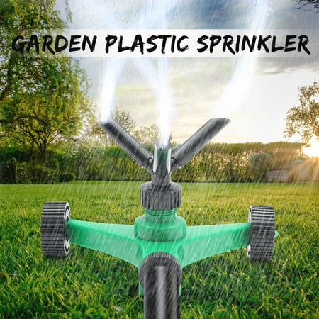 360° 3-Arm Garden Lawn Sprinkler Fully Circular Rotating Water Sprinkler Watering Plant Lawn Sprinkler Patio Yard Spray Irrigation System+Wheel Covering Large Area 50 (Best Sprinklers For Large Areas)