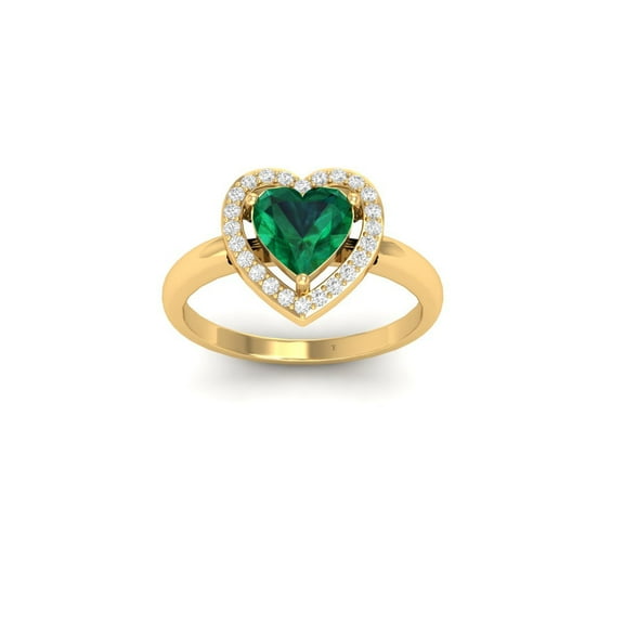 True Elegant 2.0CT Emerald Heart-Shaped Promise Ring, 14k Gold Over Sterling Silver