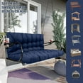 thumbnail image 2 of Replacement Cushions for Swing, Waterproof Porch Swing Cushion, 2-3 Seat Outdoor Bench Cushion with Backrest for Patio Furniture Garden Porch Loveseat Glider Pad (Navy Blue 70*40in), 2 of 7
