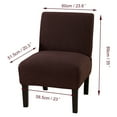 thumbnail image 3 of 2 Pack Armless Accent Chair Covers, Stretch Knitted Slipper Chair Couch Slipcover Furniture Protector, Brown, 3 of 7