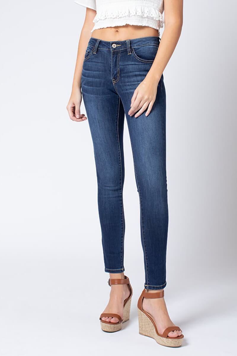 Kancan Kan Can Women's Mid Rise Super Skinny Jeans Basic KC7092
