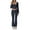 BU1, variant on Women's Yoga Pants 2 Piece Lounge Sets Fold-over Flare Pants Set Long Sleeve Cropped Top Casual Outfits Pajamas