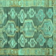 thumbnail image 1 of Ahgly Company Indoor Square Oriental Turquoise Blue Traditional Area Rugs, 4' Square, 1 of 4