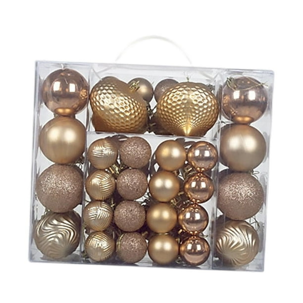 48 bolas navideñas para árbol de Navidad, decoración para fiestas, adornos navideños Oro rosa