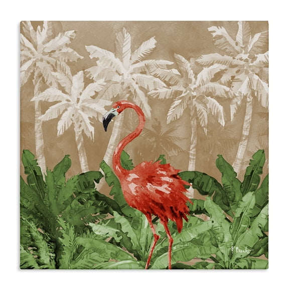 Stupell Industries Bohemian Flamingo Jungle Scenery Canvas Art, 17 x 17, by Paul Brent