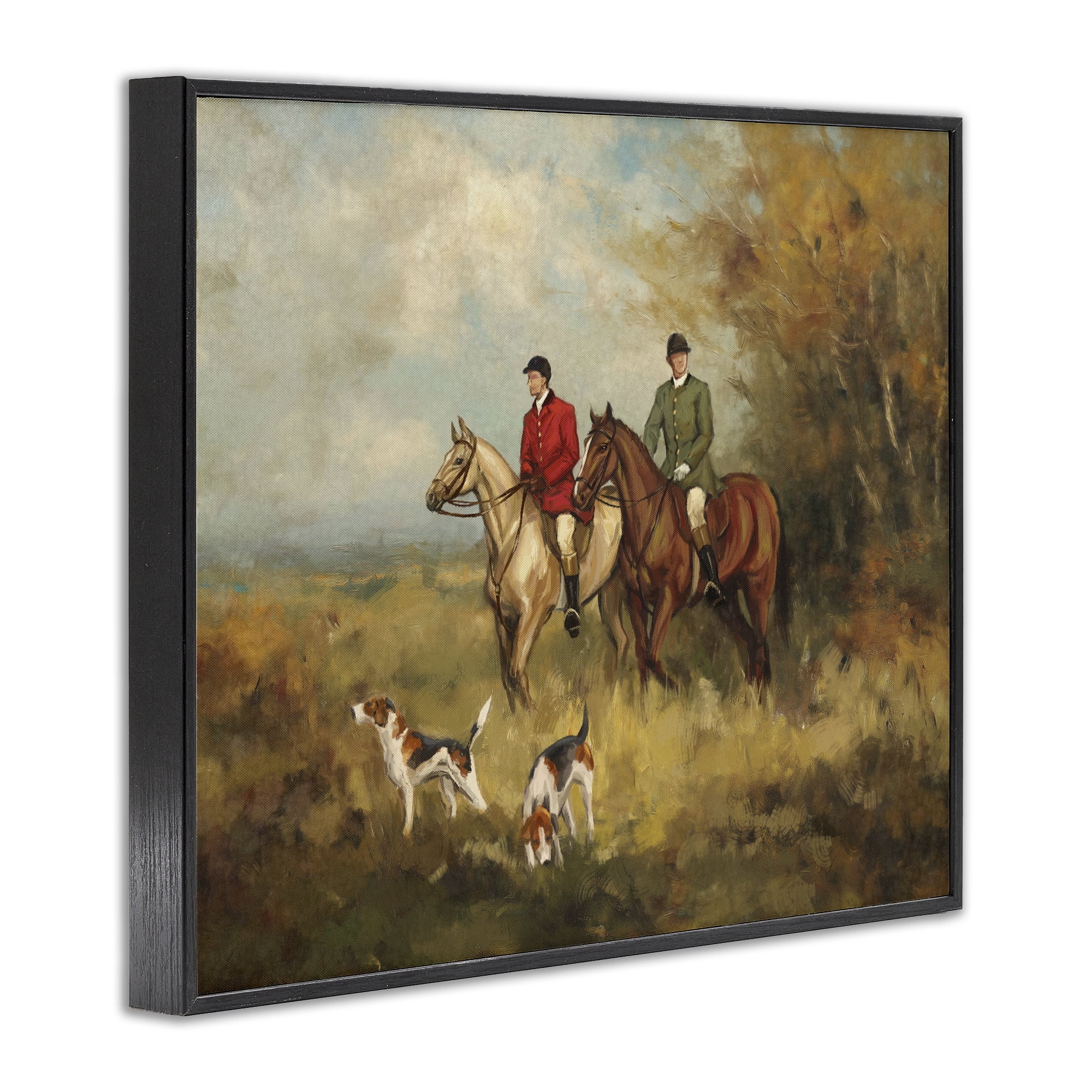 Stupell Industries Autumn Riders with Hounds Black Framed Giclee Art, design by Ziwei Li