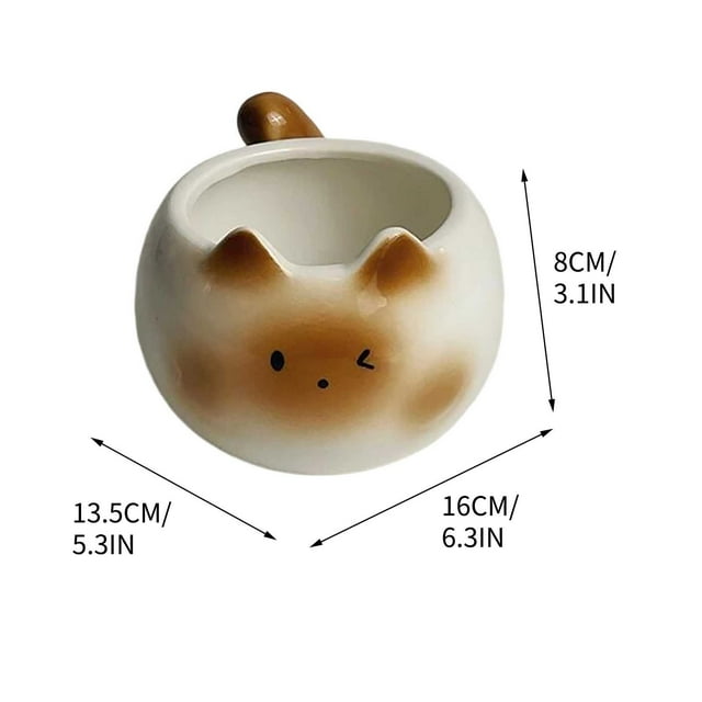 Ceramic Coffee Cup with Siamese Cat Design for Women 12 oz