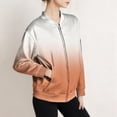 thumbnail image 7 of Women's Gradient Color Casual Windbreaker with Zippered Sleeve Pockets, Lightweight Soft Fabric Jacket for Daily Wear, Comfortable Outdoor Zipper Coat with Fashionable Ombre Design Orange S, 7 of 7