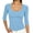 Light Blue, variant on TGSLY Scoop Neck Ribbed Knit Tops for Women Lightweight Soft 3/4 Sleeve Solid Color Blouses Slim Dressy Casual Fall Crop Fitted Shirts M