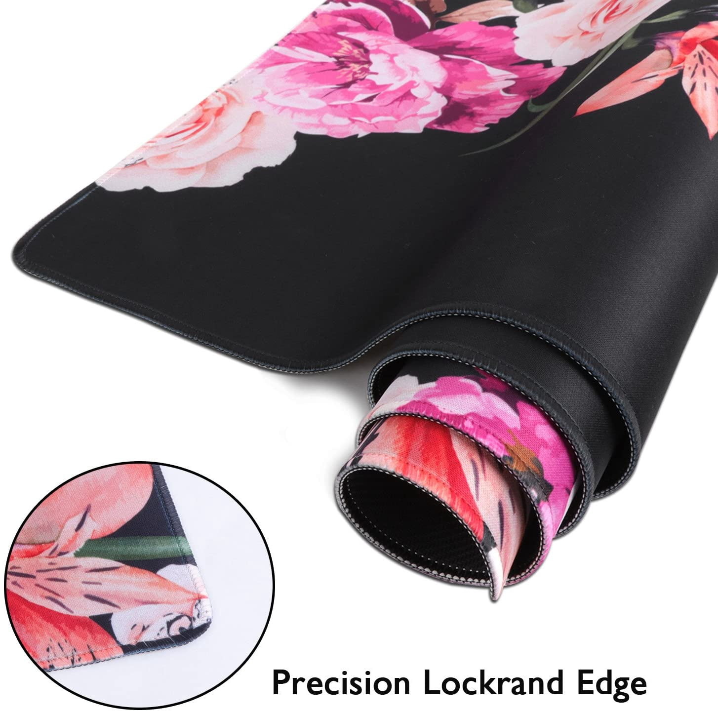 Large GamingNon-Slip Rubber Base Computer Premium-Textured & Waterproof Mouse Pad for Desk, 35.1 x 15.75-inch 2.5mm Thick, Peony Flower