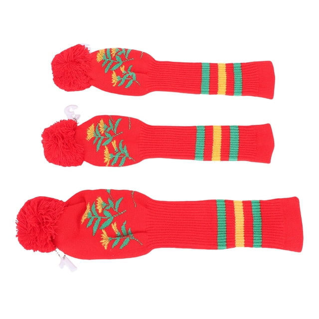 Cubiertas De Cabeza De Club Tejidas Colocados De Cuello De Pomado De Cuello Largo Soft Snug Fit Club Head Head Protector Para Clubes De Plush Poliéster 3pcs