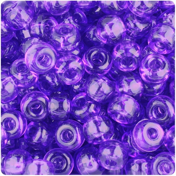 BeadTin Amethyst Transparent 11mm Large Barrel Pony Beads (250pcs)