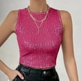 thumbnail image 3 of SNKSDGM Female Women's Tank Tops Loose fit Cotton Women T Shirts Women Fashion Solid Sequin Casual Sexy Crewneck Sleeveless Vest L, 3 of 6
