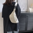 thumbnail image 2 of Bolso de lona de tendencia informal con diseño diagonal, bolso de pecho deportivo de verano, bolso de cintura de nicho que combina con todo, blanco, 2 of 6