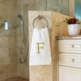 thumbnail image 4 of Monogrammed Hand Towels for Bathroom - Luxury Hotel Quality Personalized Initial Decorative Embroidered Bath Towel for Powder Room, Spa - GOTS Organic Certified - Set of 2 Gold Letter F, 4 of 7