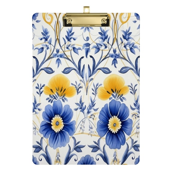 Flowers Blue Acrylic Clipboards A4 Standard Letter Size Clipboard 12.5" X 9" Clip Board for Students Teacher Office