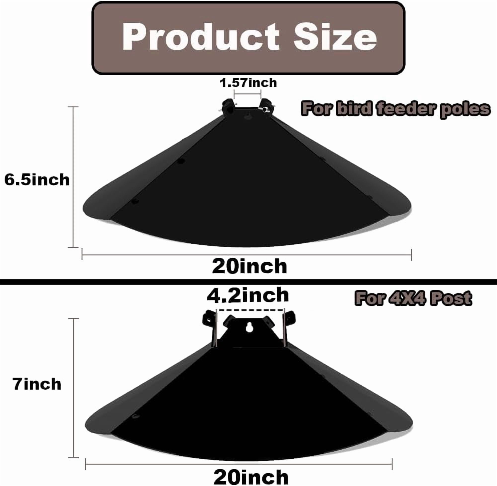 20 Inch Squirrel Baffle for Bird Feeder Pole Adjustable Opening Size Up to 4x4 Wide Wooden Post Outside Pole Mount House Guard Outdoor Shepherd’s Hook.