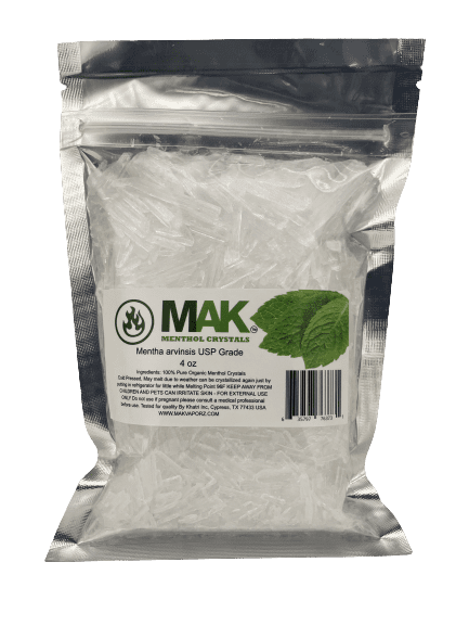 Mak Menthol Crystals 100% Pure Organic USP Food Grade Natural Resealable Bag Aroma 4oz