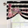 thumbnail image 4 of Pink Rose Tie Up Valance Curtains for Windows, Kitchen Curtains Window Treatments, Books Cake Wine Black Beige Striped Short Window Shades Valances for Bedroom Bathroom Cafe 42"x12", 4 of 8