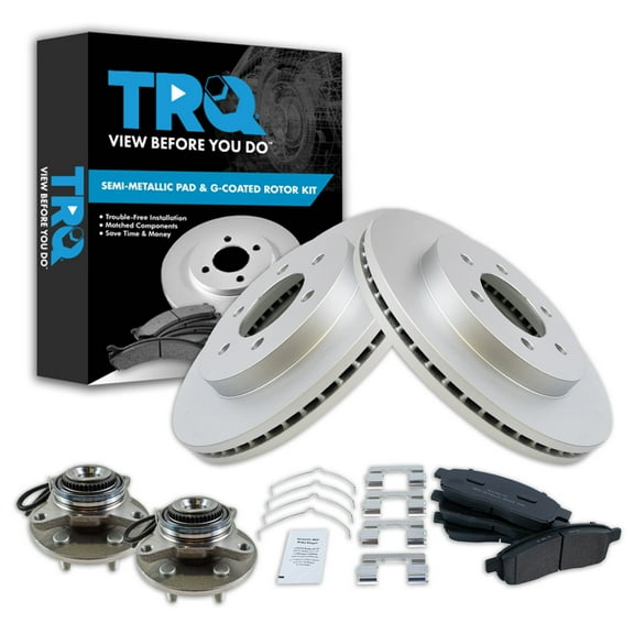 TRQ Front Brake Pad & Rotor Kit Brake Pads Brake Rotor Wheel Hub Bearing Assembly Semi-Metallic Premium G-Coated Fits Select 2005-2008 Ford F-150 2006-2008 Lincoln Mark LT