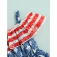 thumbnail image 5 of Bagilaanoe 4th of July Dress for Kids Girls Independence Day Dress Stars Stripe Print Ruffles Sling Dress Toddler Summer Sleeveless Princess Dress, 5 of 9