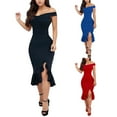 thumbnail image 3 of ZHOGXU Women's Dress Sleeveless Strapless Solid Color Ruffle Split Fashion Comfortable Elegant Slim Fit Dresses For Casual Daily Wear,Black,L, 3 of 6