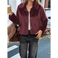 thumbnail image 4 of Women'S Cropped Faux Fur Jacket Long Sleeve Open Front Cardigan Casual Short Coat Wine Red S, 4 of 8