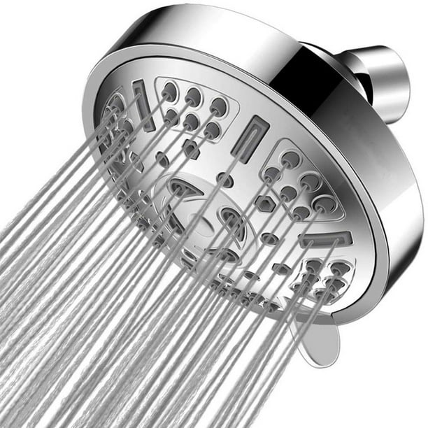High Pressure Shower Head 5 Settings Fixed Showerhead 4 Inch High Flow