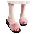 thumbnail image 3 of Anuirheih Wedge Slippers for Women, Plush Thick Plat Sandals Casual Slip-On Wedge Open Toe Winter Summer Sandal(Pink), 3 of 6
