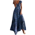 thumbnail image 2 of Kcavykas Robes pour Femmes, Cadeaux de Fête des Mères, Mode Grande Taille Robe Décontractée à Manches Courtes Imprimée Florale Col en V, 2 of 8