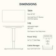 FLEXISPOT 48 x 30 Electric Height Adjustable Standing Desk One-Piece White Desktop with Two Hooks, 176 lbs Capacity