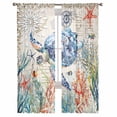 thumbnail image 2 of Coastal Sea Turtle Semi Sheer Curtains 72 Inch Length 2 Panels Set,Rustic Vintage Nautical Starfish Coral Sheer Kitchen Curtain Privacy Voile Window Curtain for Living Room Bedroom Rod Pocket Drapes, 2 of 7