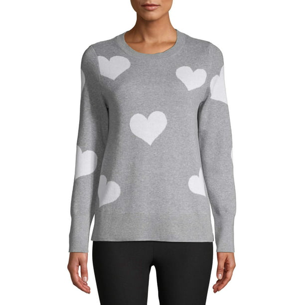 Time and Tru Women's Heart Sweater - Walmart.com