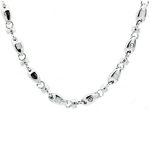 Stainless Steel With Cubic Zirconia Chain Link Men's Necklace
